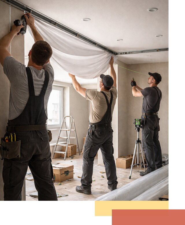 Монтаж парящего натяжного потолка под ключ в Тайшете