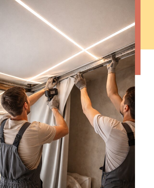 Монтаж натяжного потолка со световыми линиями в Тайшете от 1246 руб. | ОТДЕЛОЧНИК-Тшт