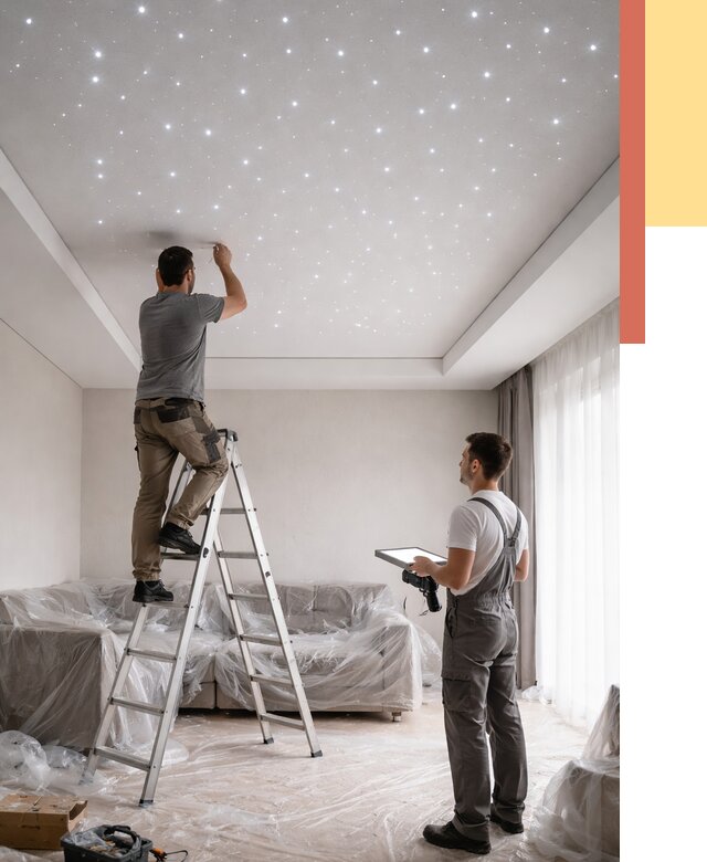 Монтаж натяжного потолка «звездное небо» в Тайшете от 6750 руб. | ОТДЕЛОЧНИК-Тшт