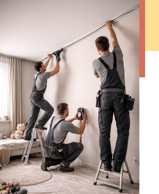 Монтаж натяжного потолка в детской в Тайшете от 3635 руб. — быстро и недорого | ОТДЕЛОЧНИК-Тшт