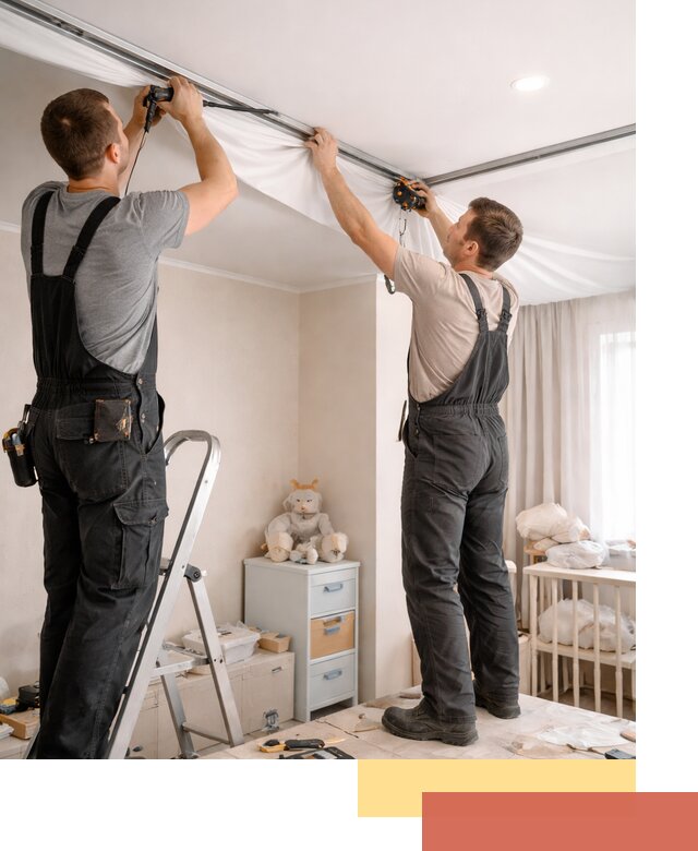 Монтаж натяжного потолка в детской комнате в Тайшете