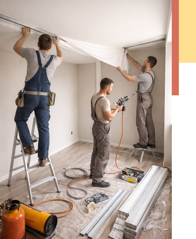 Монтаж натяжного потолка в студии в Тайшете от 5712 руб. — быстро и недорого | ОТДЕЛОЧНИК-Тшт