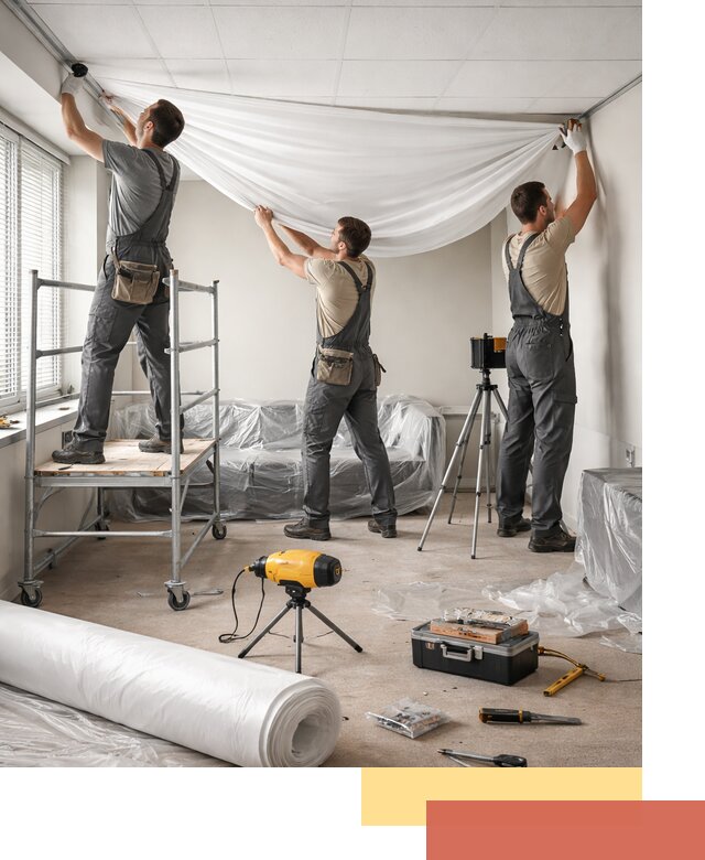 Монтаж натяжного потолка в офисе в Тайшете