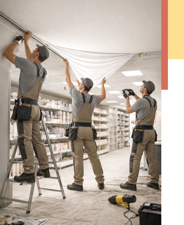 Монтаж натяжного потолка в магазине в Тайшете от 4673 руб. быстро и недорого | ОТДЕЛОЧНИК-Тшт