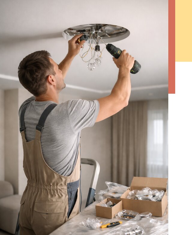 Установка люстры в натяжной потолок в Тайшете от 1246 руб. | Быстро и недорого — ОТДЕЛОЧНИК-Тшт