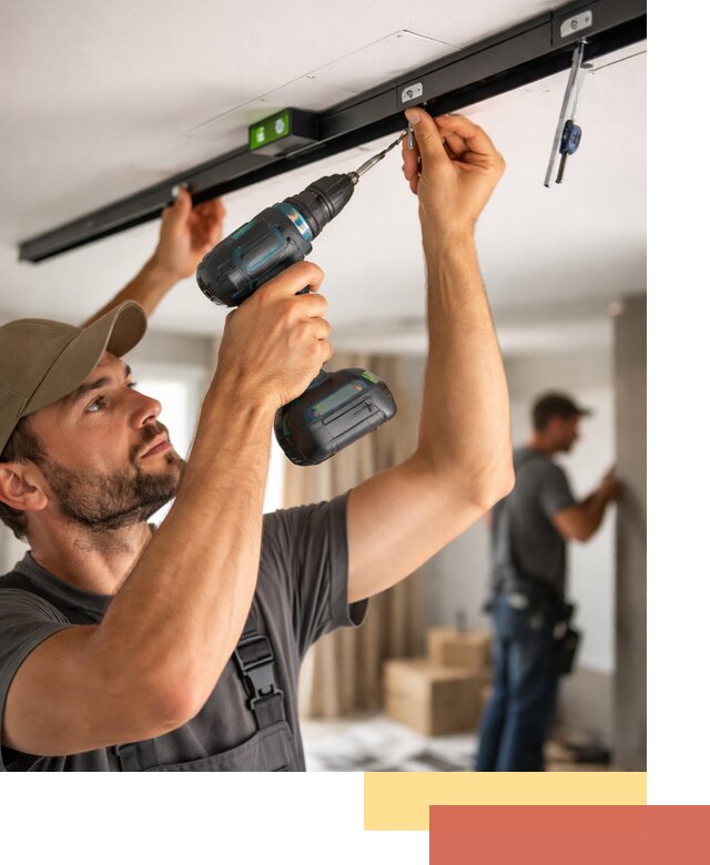 Установка трековых светильников в натяжной потолок в Тайшете