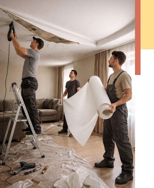 Замена полотна натяжного потолка в Тайшете от 9866 руб. быстро и недорого | ОТДЕЛОЧНИК-Тшт