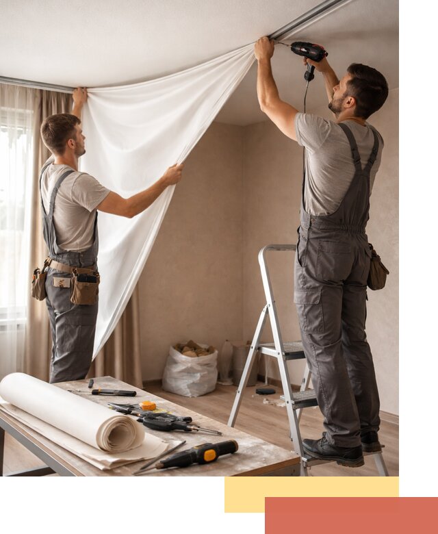 Замена полотна натяжного потолка в Тайшете быстро и качественно