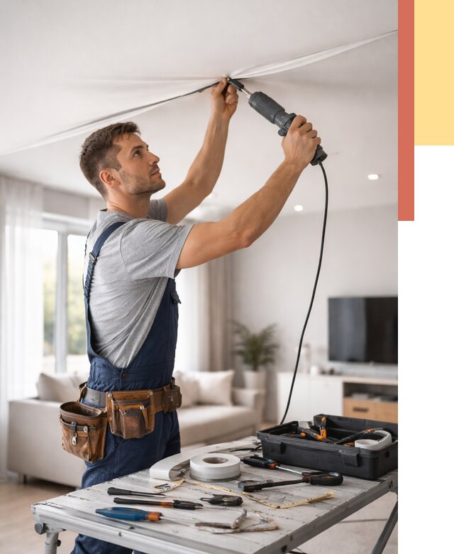 Ремонт натяжных потолков в Тайшете от 9866 руб. под ключ — ОТДЕЛОЧНИК-Тшт