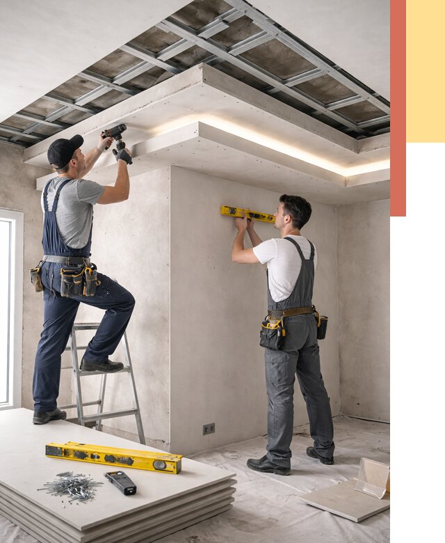 Двухуровневый потолок из гипсокартона в Тайшете от 1506 руб. под ключ | ОТДЕЛОЧНИК-Тшт