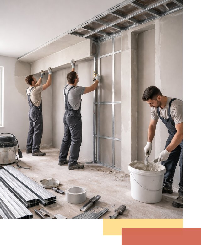 Монтаж потолка из гипсокартона с нишей в Тайшете