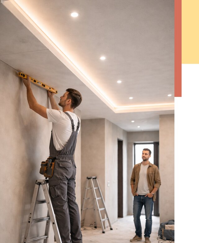 Потолок из гипсокартона с подсветкой в Тайшете от 779 руб./м2 под ключ | ОТДЕЛОЧНИК-Тшт