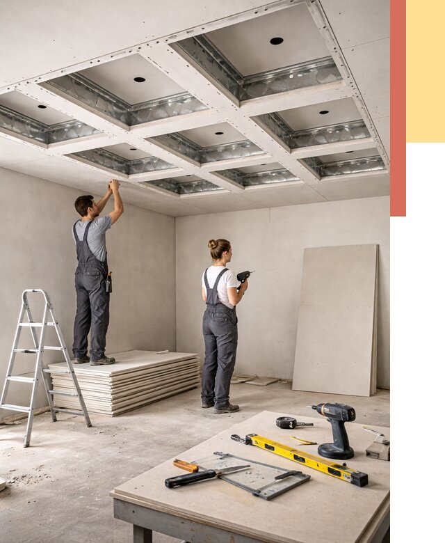 Кессонный потолок из гипсокартона в Тайшете от 1921 руб. — монтаж и под ключ | ОТДЕЛОЧНИК-Тшт