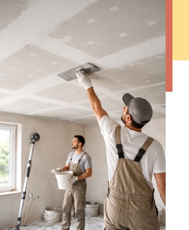 Шпаклевка потолка из гипсокартона в Тайшете от 3323 руб./м2 — услуги под ключ | ОТДЕЛОЧНИК-Тшт