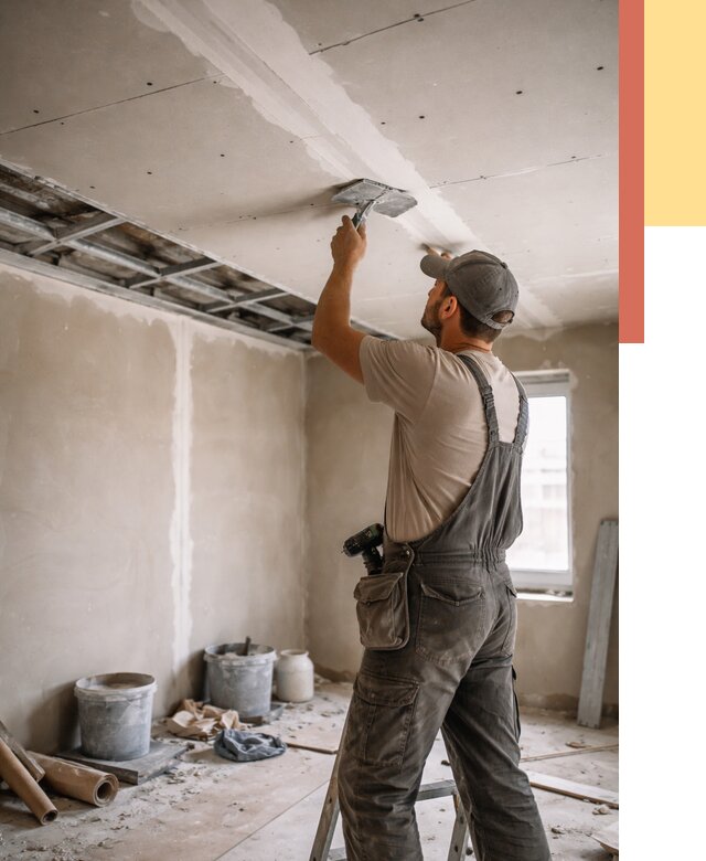 Ремонт потолка из гипсокартона в Тайшете от 675 руб./м² — быстро и недорого | ОТДЕЛОЧНИК-Тшт