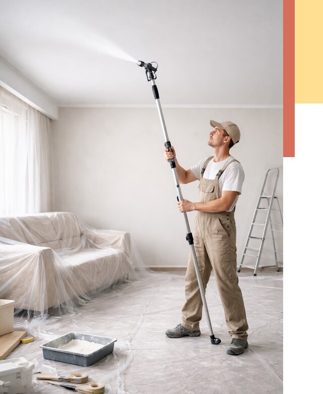 Покраска потолка краскопультом в Тайшете от 4673 руб. быстро и недорого | ОТДЕЛОЧНИК-Тшт