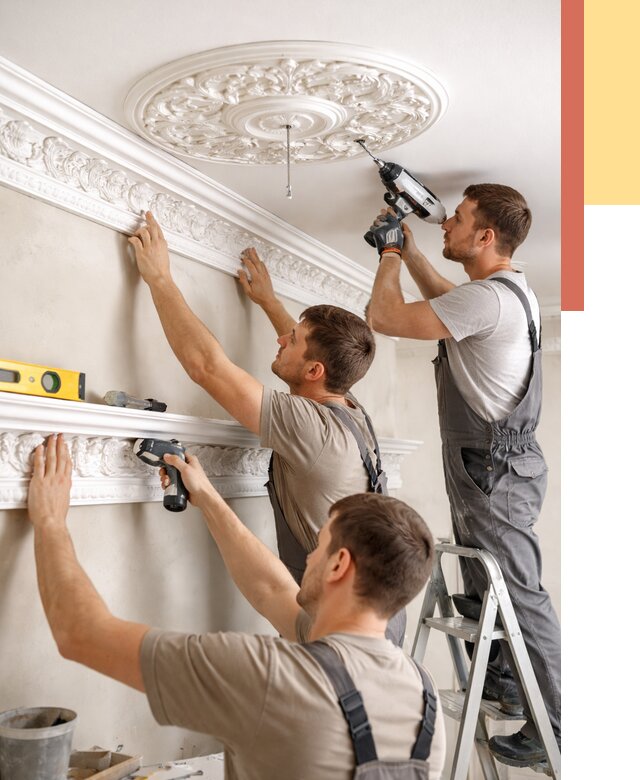 Монтаж лепнины на потолок в Тайшете от 3323 руб. быстро и недорого | ОТДЕЛОЧНИК-Тшт